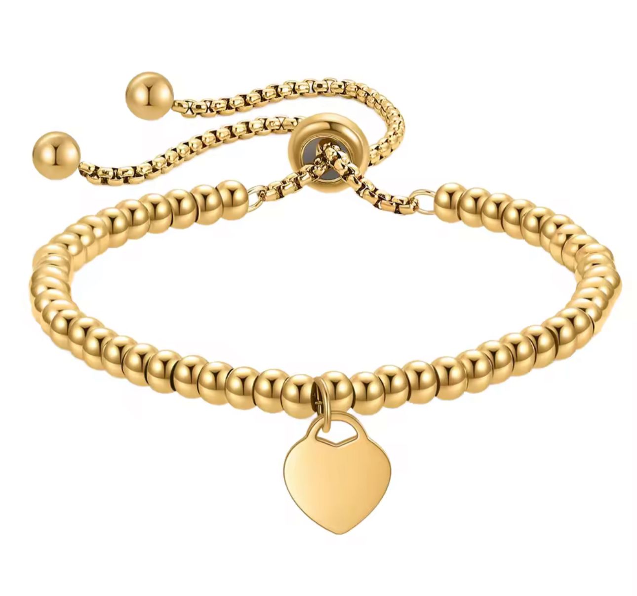 pulsera de bolitas con corazón
