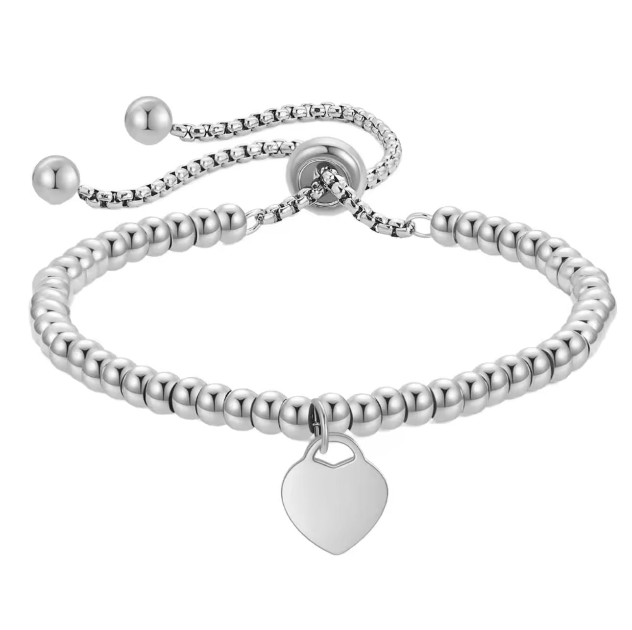 pulsera de bolitas con corazón
